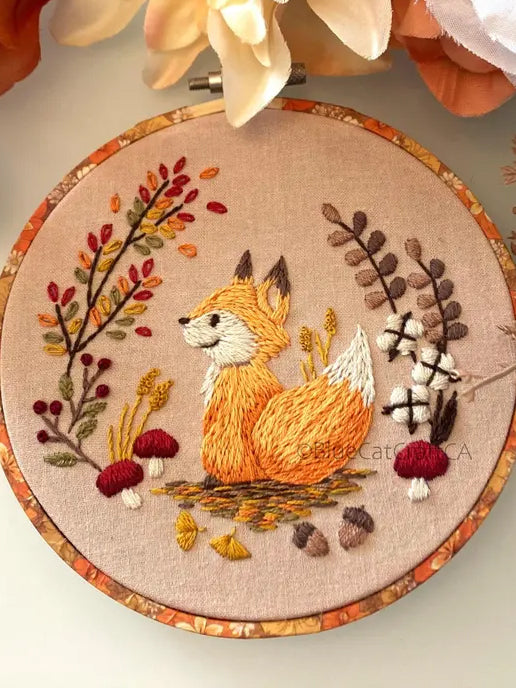 5" Beginner Autumn Fox Embroidery Kit