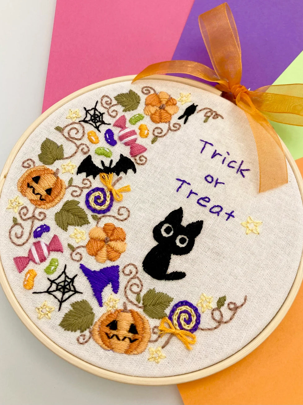 6" Beginner Halloween Cat Embroidery Kit