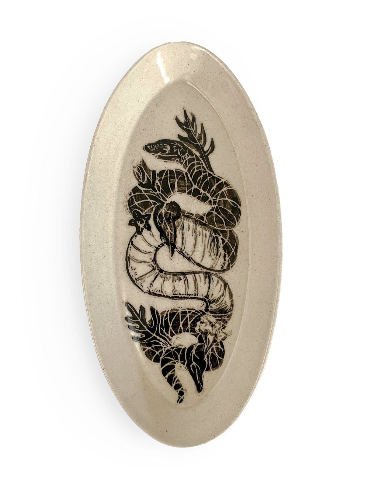 Ivory Snake and Poison Plant Ceramic Offering Plate - Shop at Persephone's Hearth