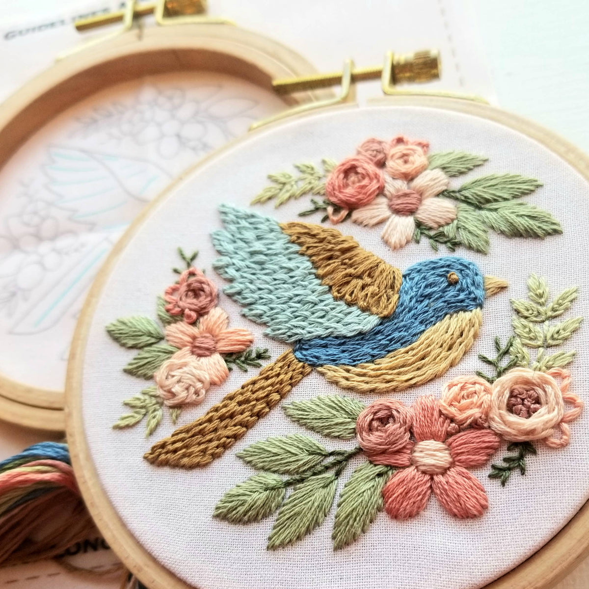Jessica Long Embroidery Bluebird Sampler beginner hand embroidery kit