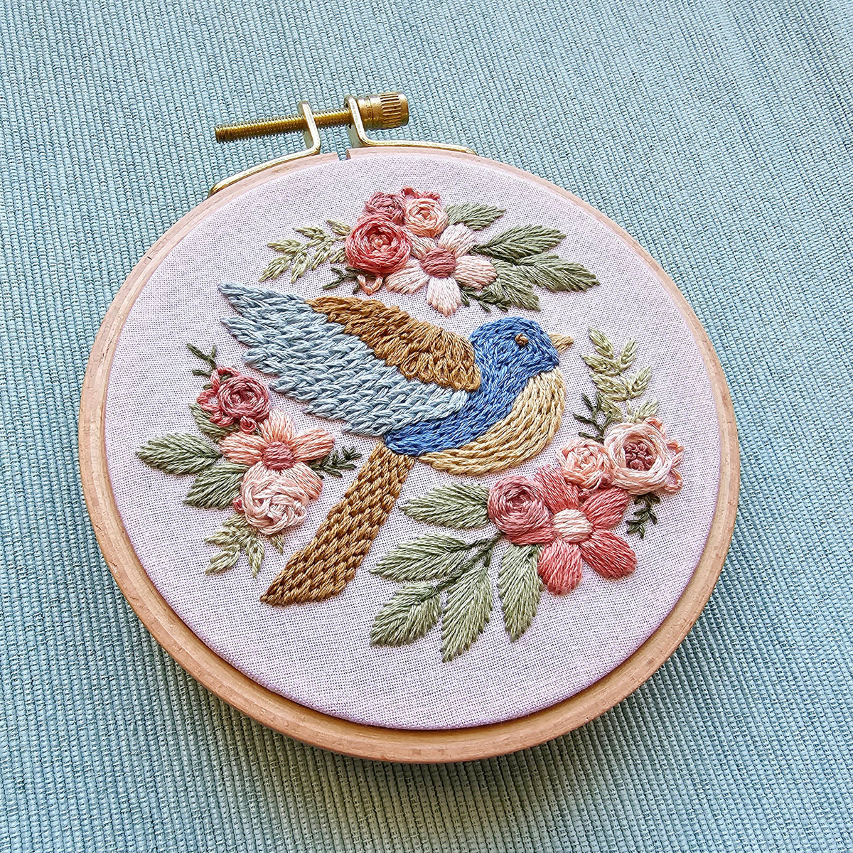 Jessica Long Embroidery Bluebird Sampler beginner hand embroidery kit