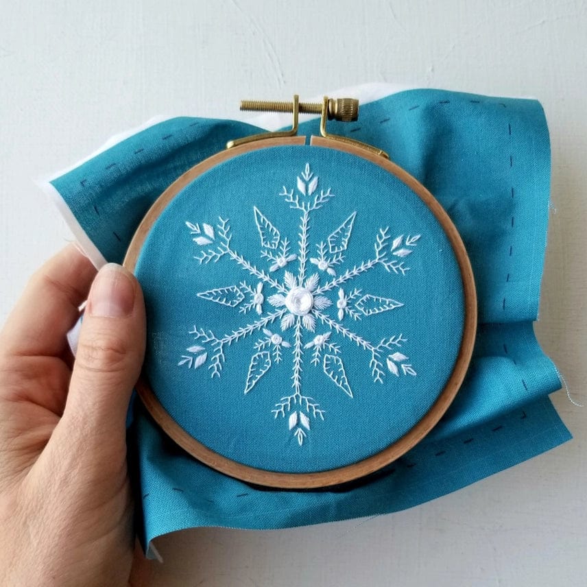 Jessica Long Embroidery Embroidery Kit 4" Beginner Mini Snowflake Sampler Embroidery Kit