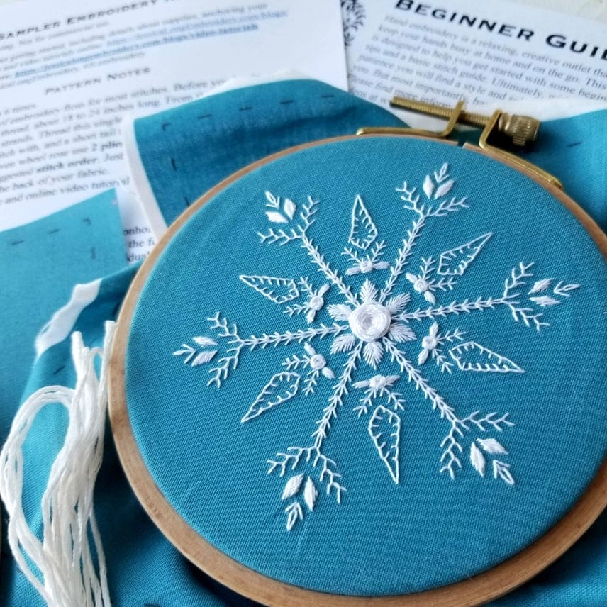 Jessica Long Embroidery Embroidery Kit 4" Beginner Mini Snowflake Sampler Embroidery Kit