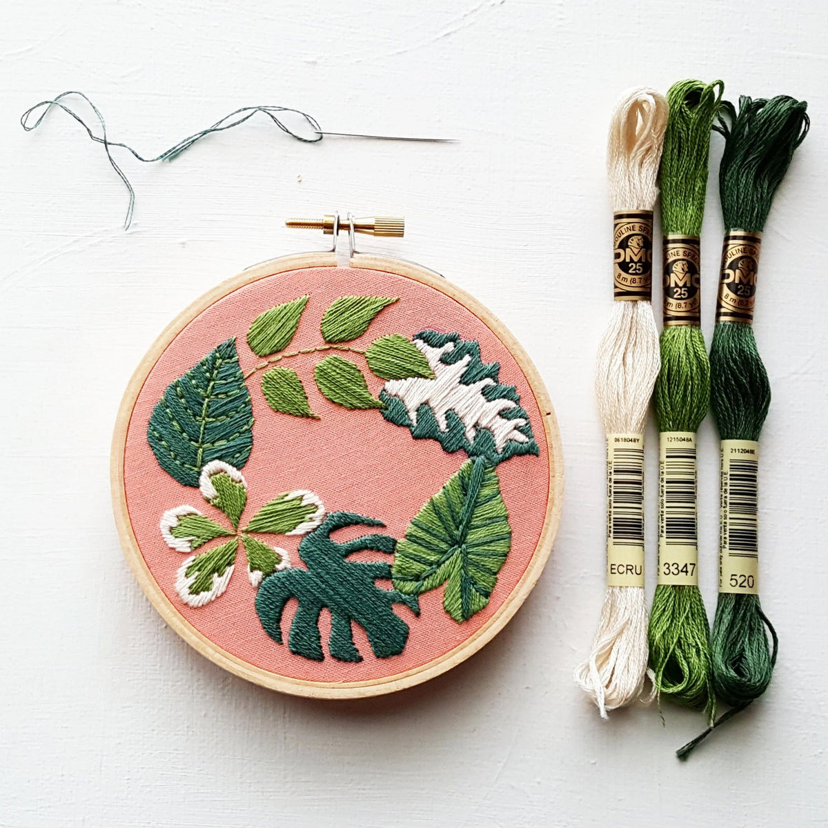 Jessica Long Embroidery Embroidery Kit 4" Beginner Tropical Plants Embroidery Kit