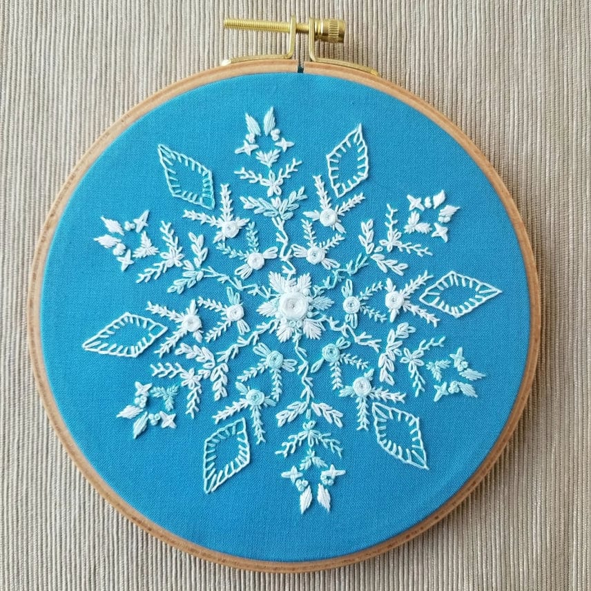 Jessica Long Embroidery Embroidery Kit 6" Beginner Snowflake Sampler Embroidery Kit