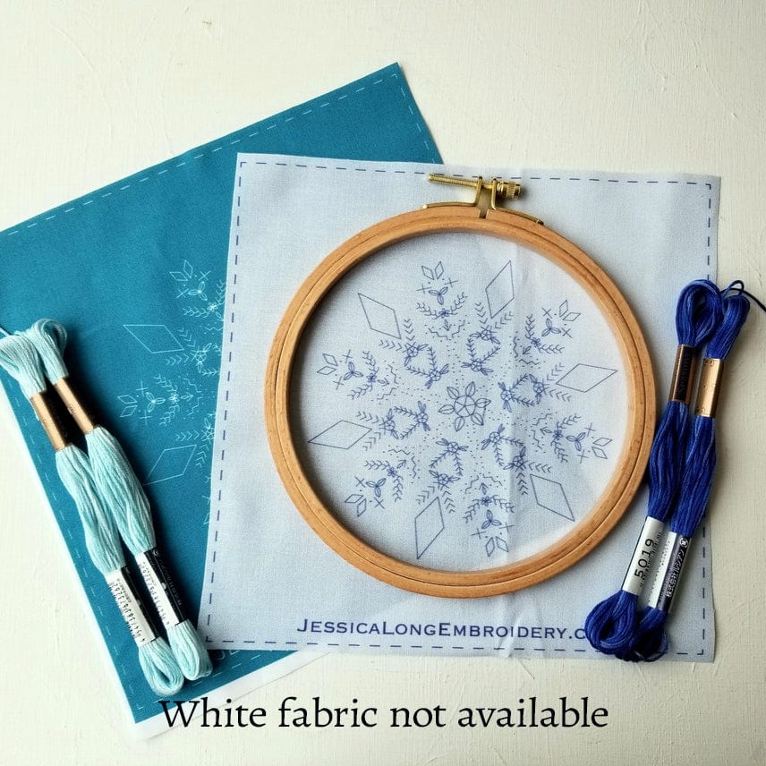 Jessica Long Embroidery Embroidery Kit 6" Beginner Snowflake Sampler Embroidery Kit