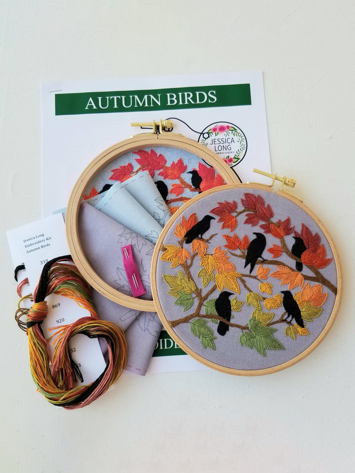 Jessica Long Embroidery Embroidery Kit Autumn Birds Embroidery Kit