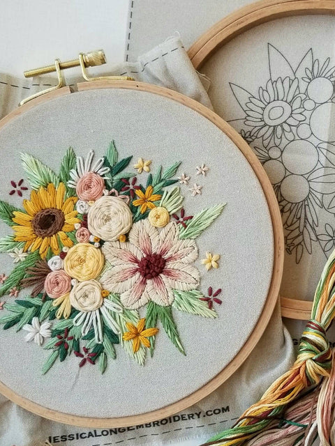 *January pre-order* 6" Floral Harvest Embroidery Kit