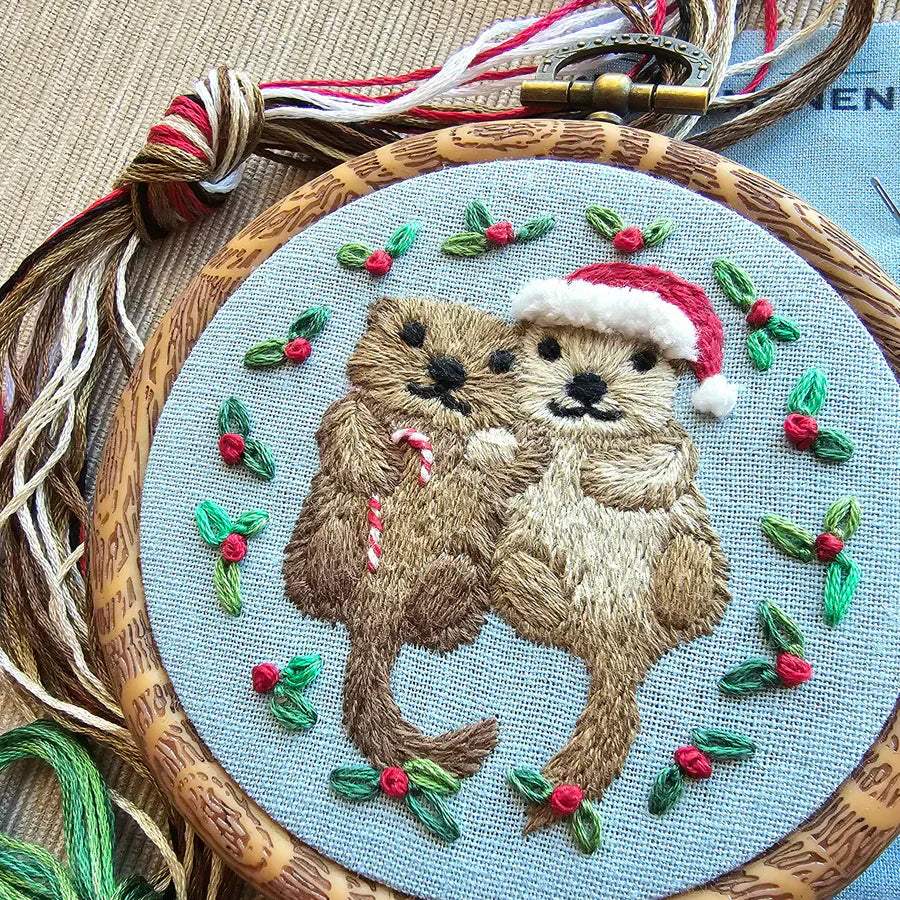 Jessica Long Embroidery Embroidery Kit *Pre-Order* 3" Otterly Adorable Ornament Embroidery Kit