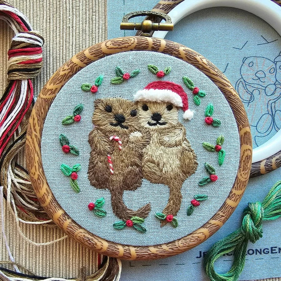 Jessica Long Embroidery Embroidery Kit *Pre-Order* 3" Otterly Adorable Ornament Embroidery Kit