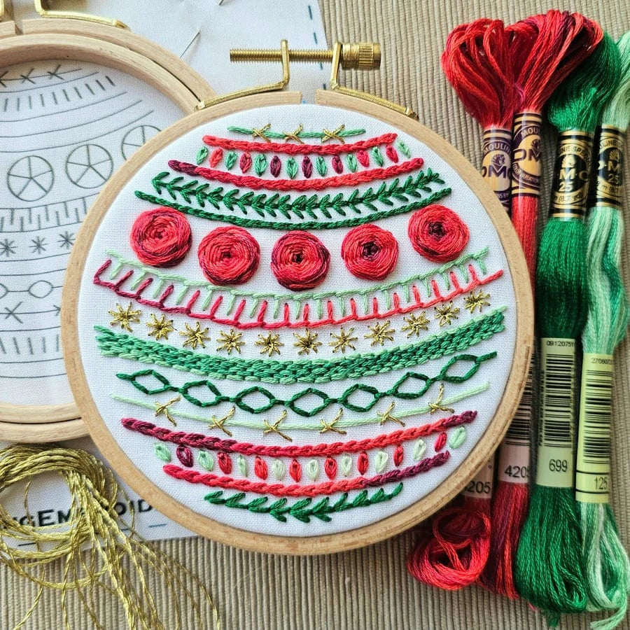 Jessica Long Embroidery Embroidery Kit *Pre-Order* 4" Beginner Deck the Halls Embroidery Kit