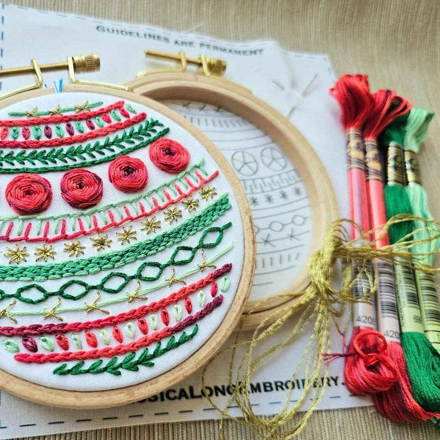 Jessica Long Embroidery Embroidery Kit *Pre-Order* 4" Beginner Deck the Halls Embroidery Kit