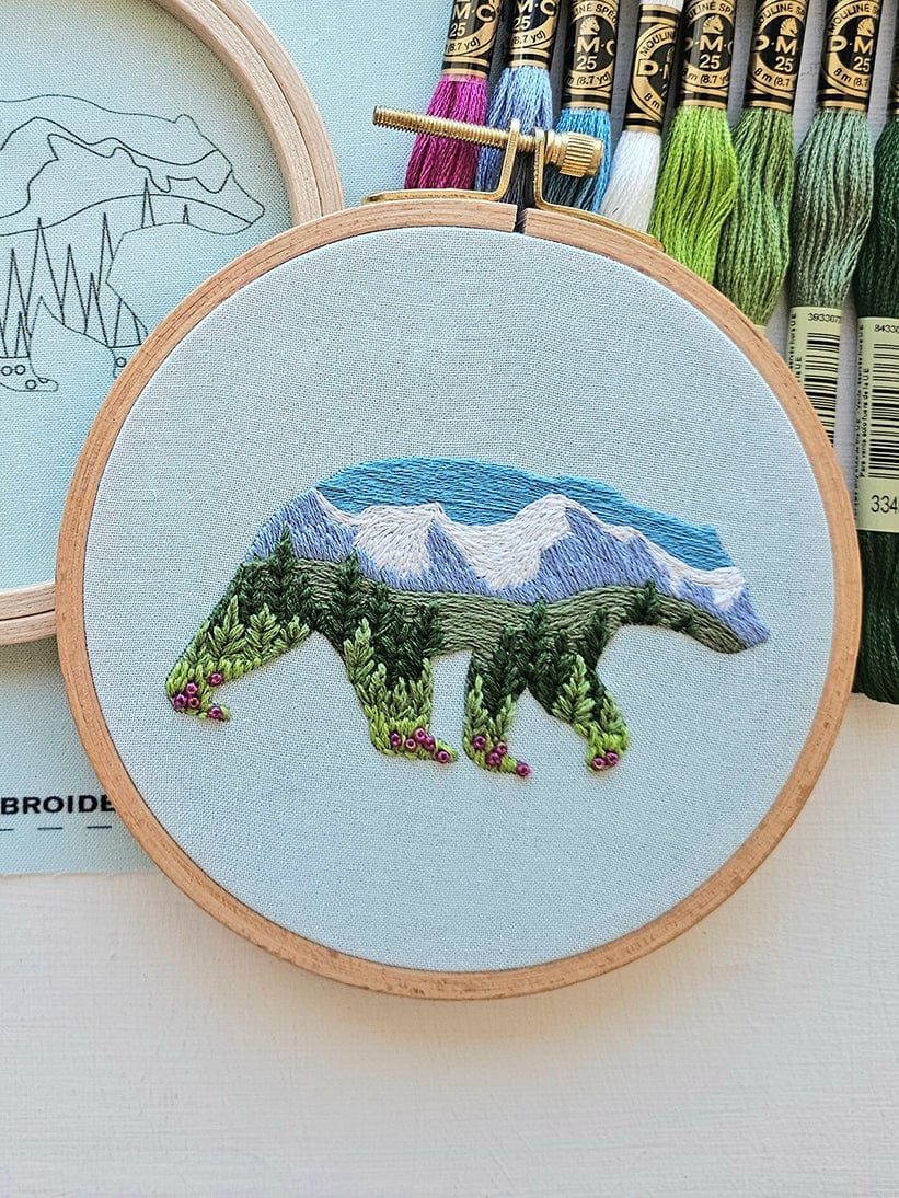 Jessica Long Embroidery Embroidery Kit *Pre-Order* 5" Beginner Mountain Bear Beaded Embroidery Kit