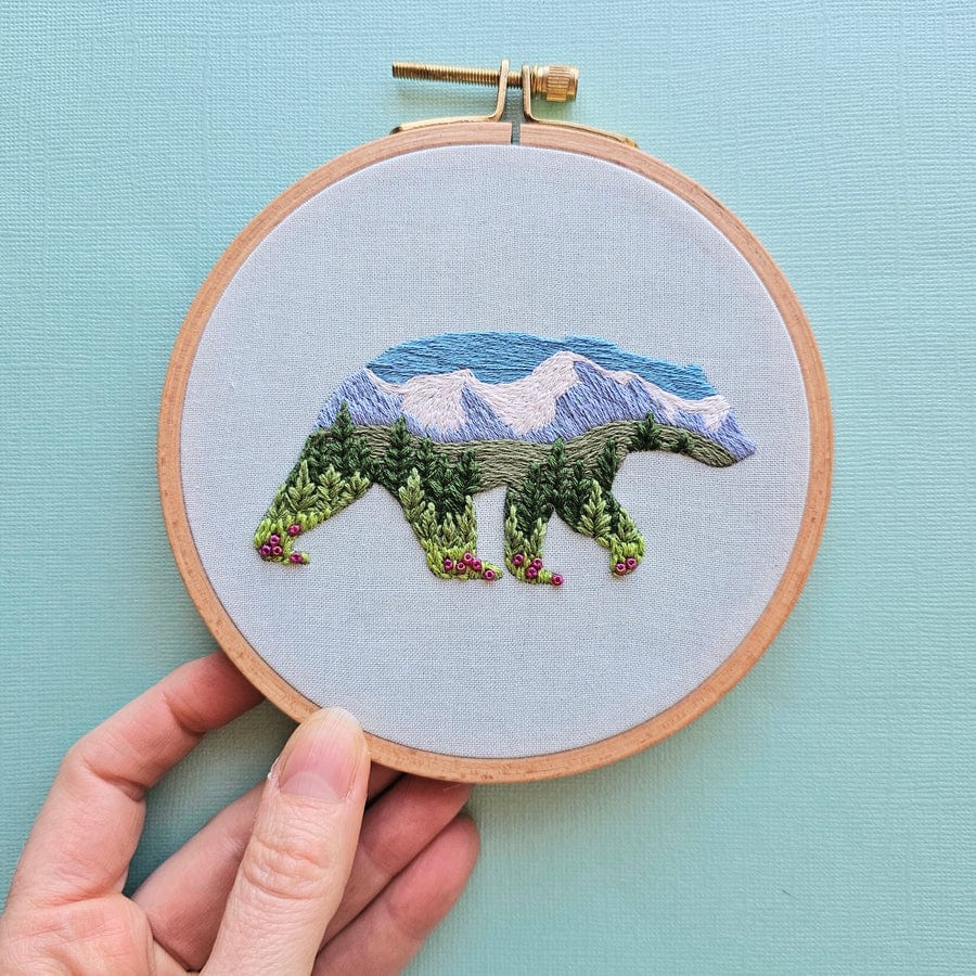 Jessica Long Embroidery Embroidery Kit *Pre-Order* 5" Beginner Mountain Bear Beaded Embroidery Kit