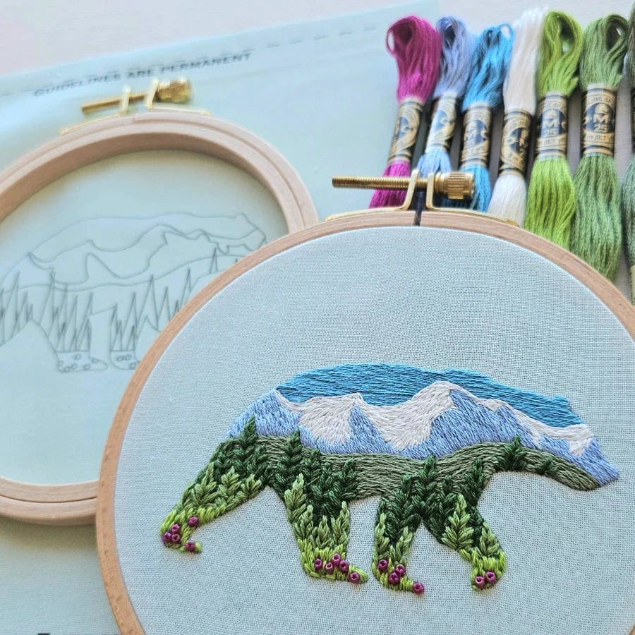 Jessica Long Embroidery Embroidery Kit *Pre-Order* 5" Beginner Mountain Bear Beaded Embroidery Kit
