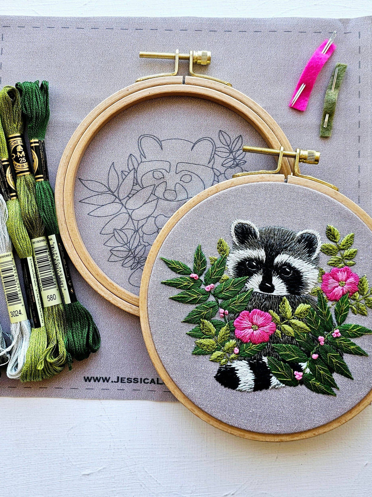 Jessica Long Embroidery Embroidery Kit Raccoon Embroidery Kit