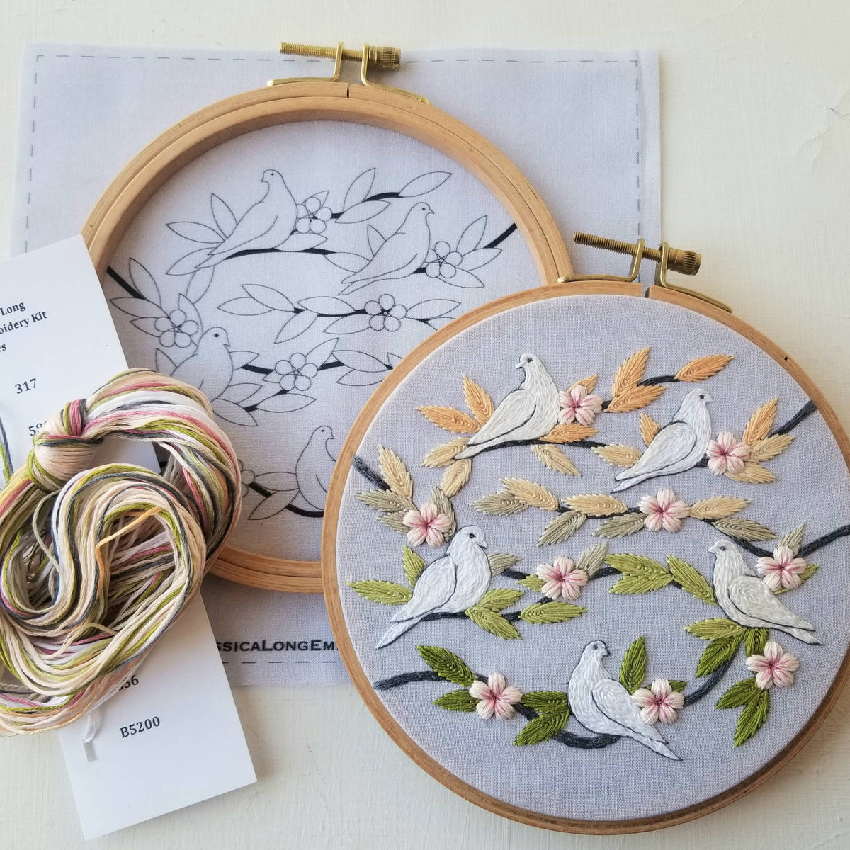 Jessica Long Embroidery Peaceful Doves Embroidery Kit