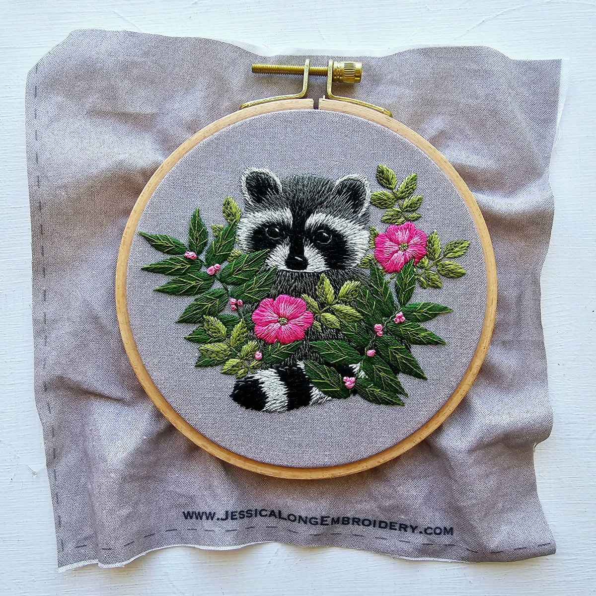 Jessica Long Embroidery Raccoon hand embroidery kit