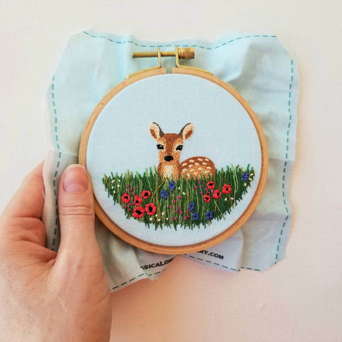 Jessica Long Embroidery Wildflower Fawn Beginner Needlepoint Kit