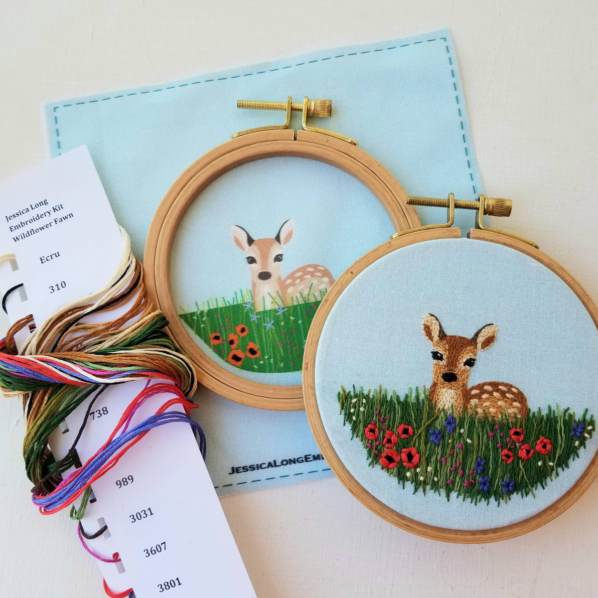 Jessica Long Embroidery Wildflower Fawn Beginner Needlepoint Kit