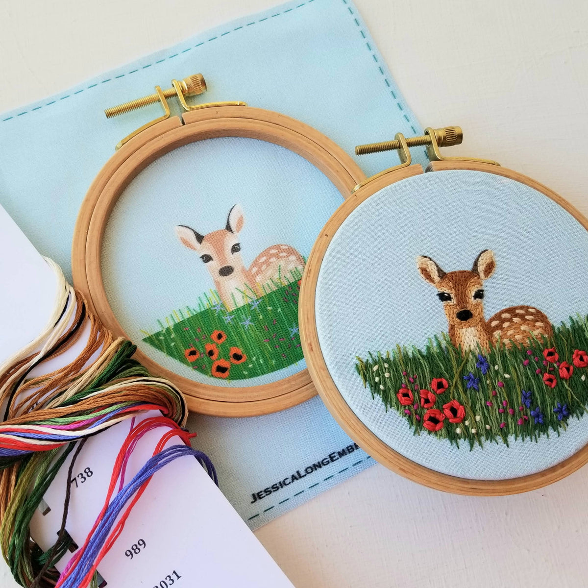 Jessica Long Embroidery Wildflower Fawn Beginner Needlepoint Kit