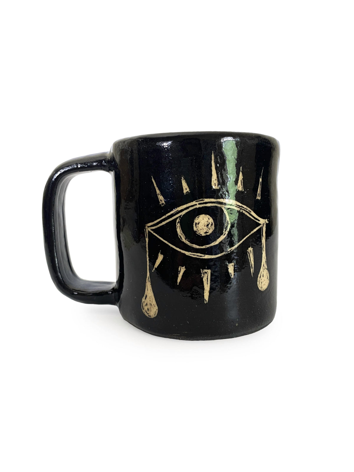 Keven Craft Rituals LLC Pottery Black Moon, Weeping Eye, Mugwort, and Poppy Mug, 10 oz