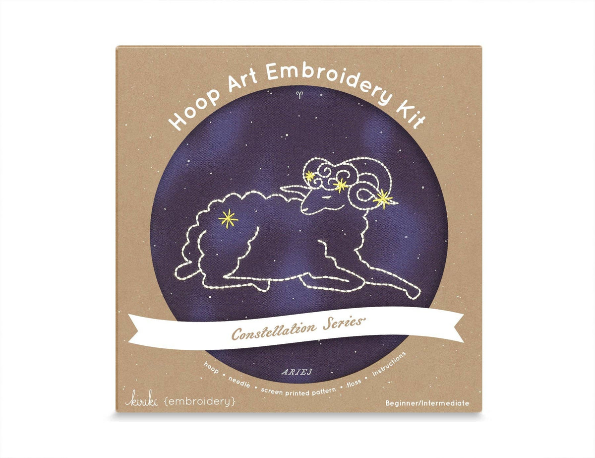 Kiriki Press Embroidery Kit 6" Beginner "Aries" Zodiac Embroidery Kit