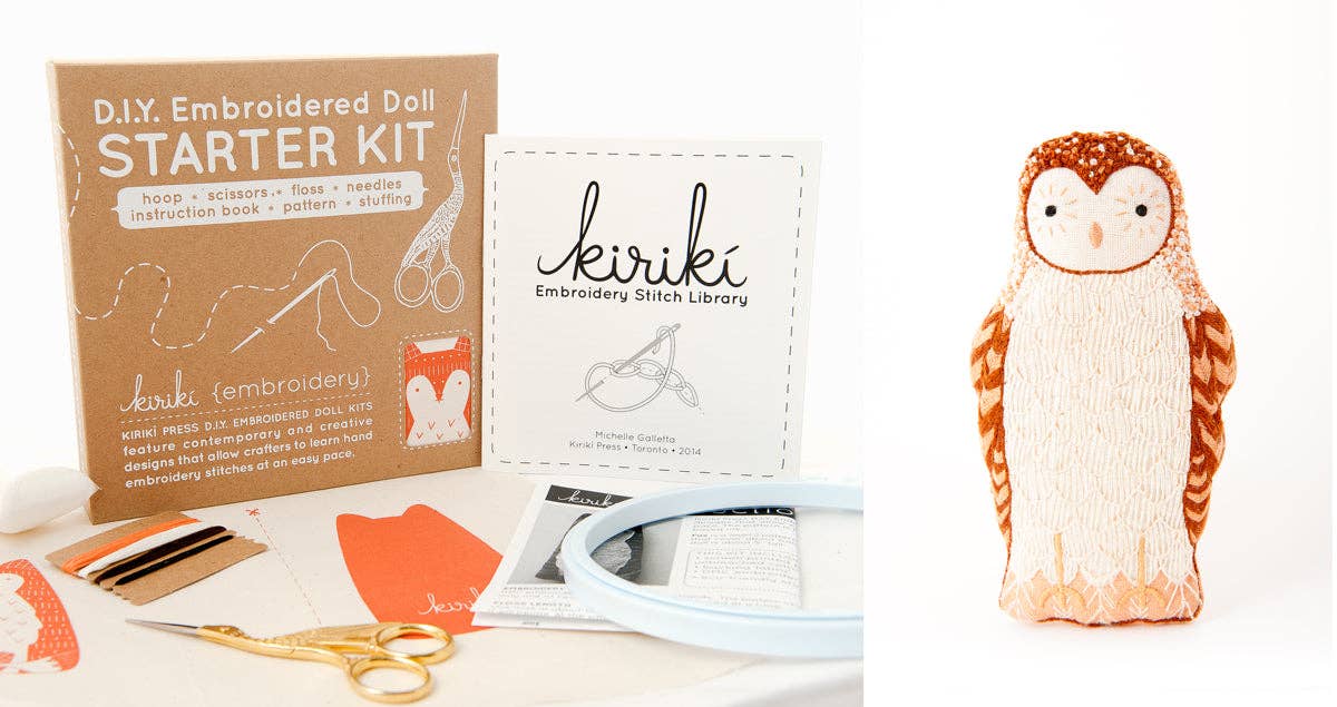 Kiriki Press "Barn Owl" Embroidery Doll - FULL Starter Kit