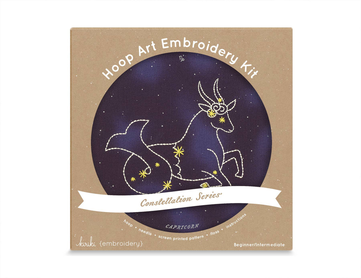 Kiriki Press Embroidery Kit 6" Beginner "Capricorn" Zodiac Embroidery Kit