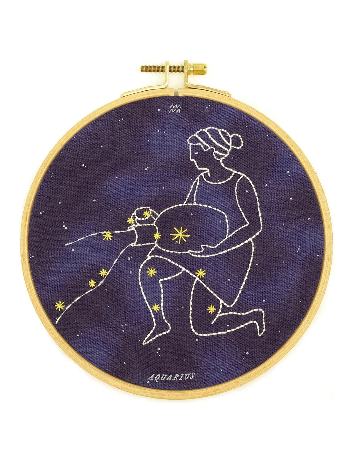 Kiriki Press Embroidery Kit 6" Beginner "Aquarius" Zodiac Embroidery Kit