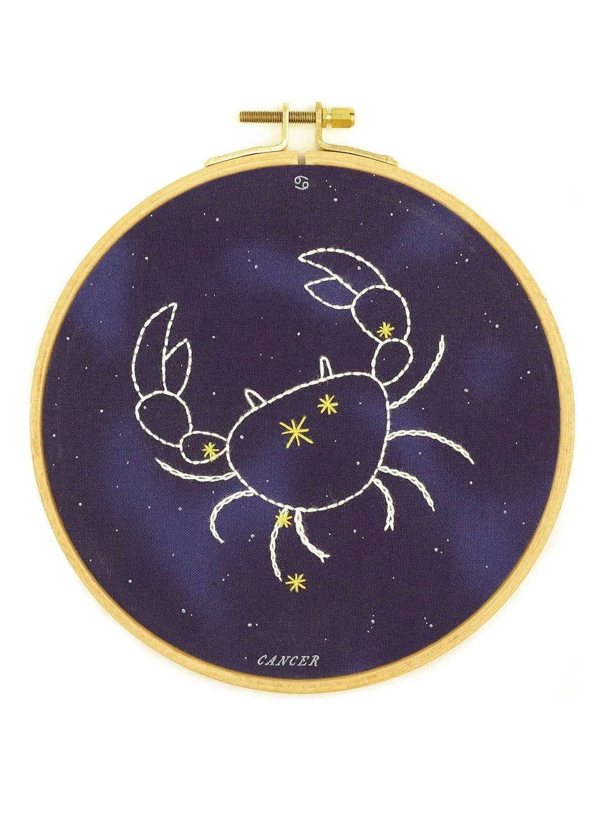 Kiriki Press Embroidery Kit 6" Beginner "Cancer" Zodiac Embroidery Kit