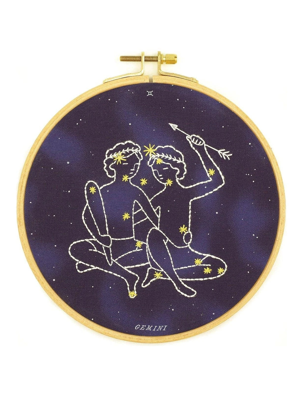 Kiriki Press Embroidery Kit 6" Beginner "Gemini" Zodiac Embroidery Kit