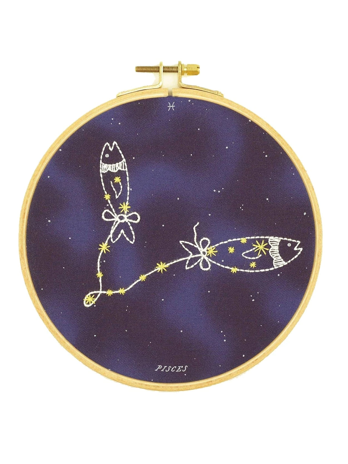 Kiriki Press Embroidery Kit 6" Beginner "Pisces" Zodiac Embroidery Kit