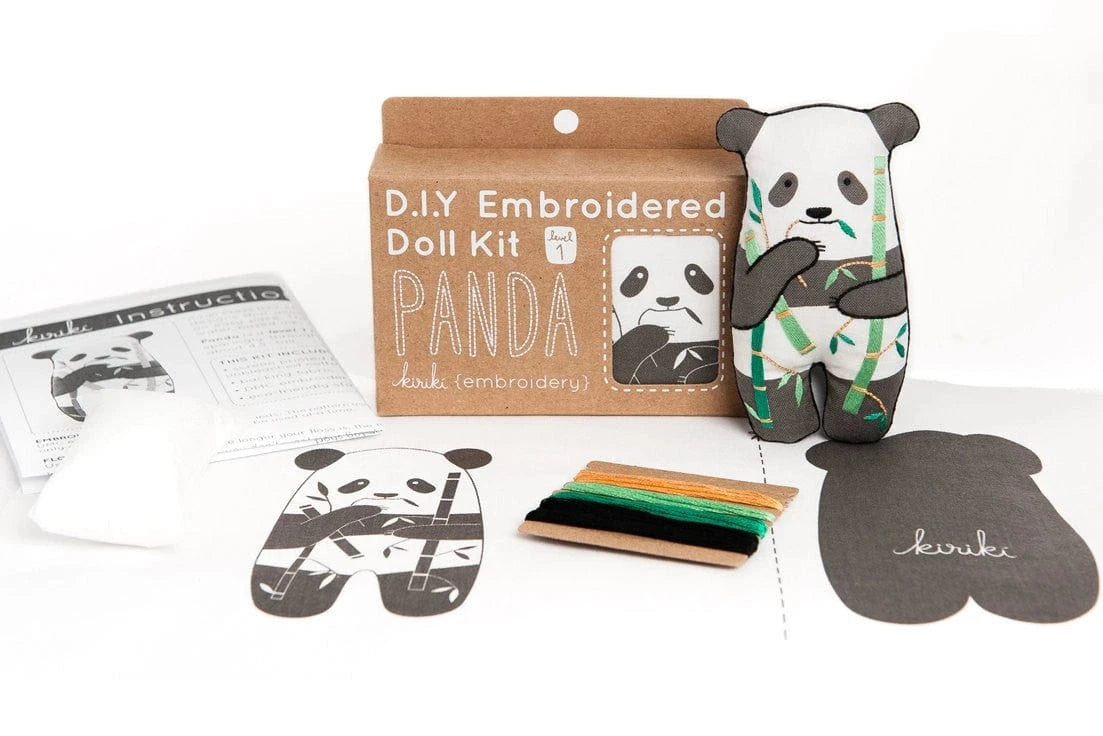 Kiriki Press Embroidery Kit Beginner "Panda" Embroidery Doll Kit