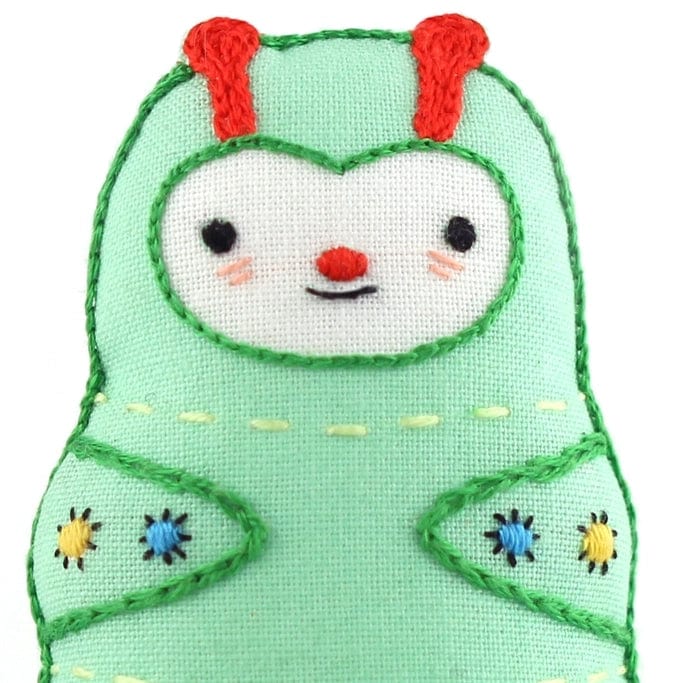 Kiriki Press Embroidery Kit *February pre-order* Beginner "Caterpillar" Embroidery Doll - FULL Starter Kit