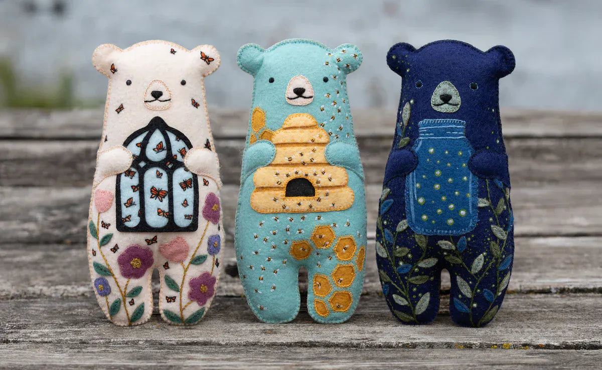 Kiriki Press Embroidery Kit *Limited December Pre-Order* Glowbear Embroidery & Felt Doll Kit