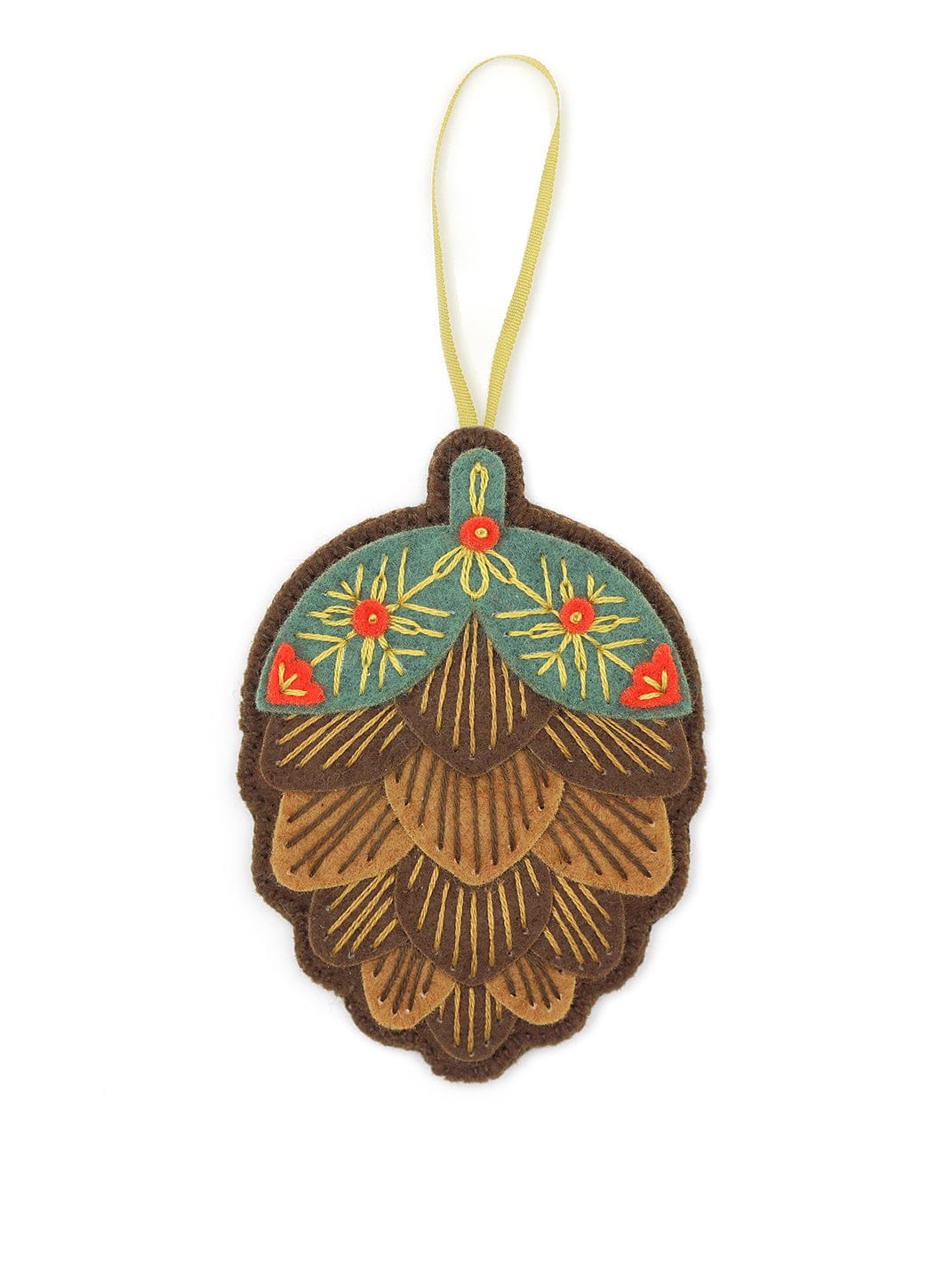 Kiriki Press Embroidery Kit *Limited December Pre-Order* Pinecone Ornament Embroidery Felt Kit