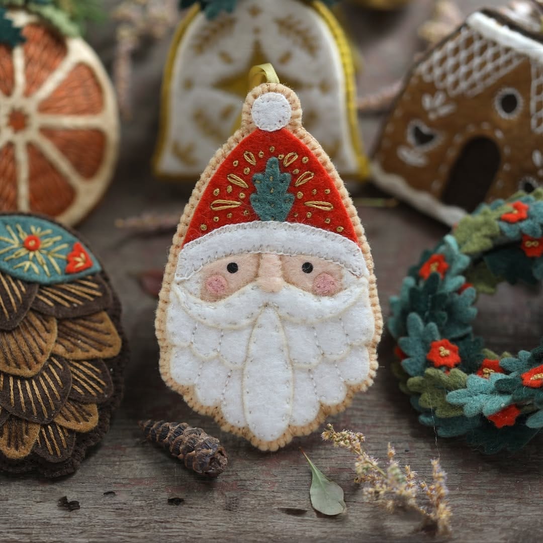 Kiriki Press Embroidery Kit *Limited December Pre-Order* Santa Ornament Embroidery Felt Kit