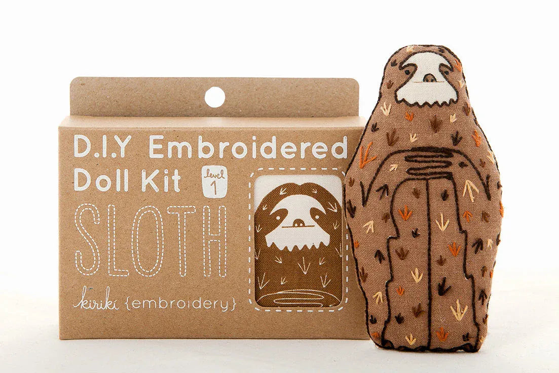 Kiriki Press Embroidery Kit *Pre-Order* Beginner "Sloth" Embroidery Doll Kit