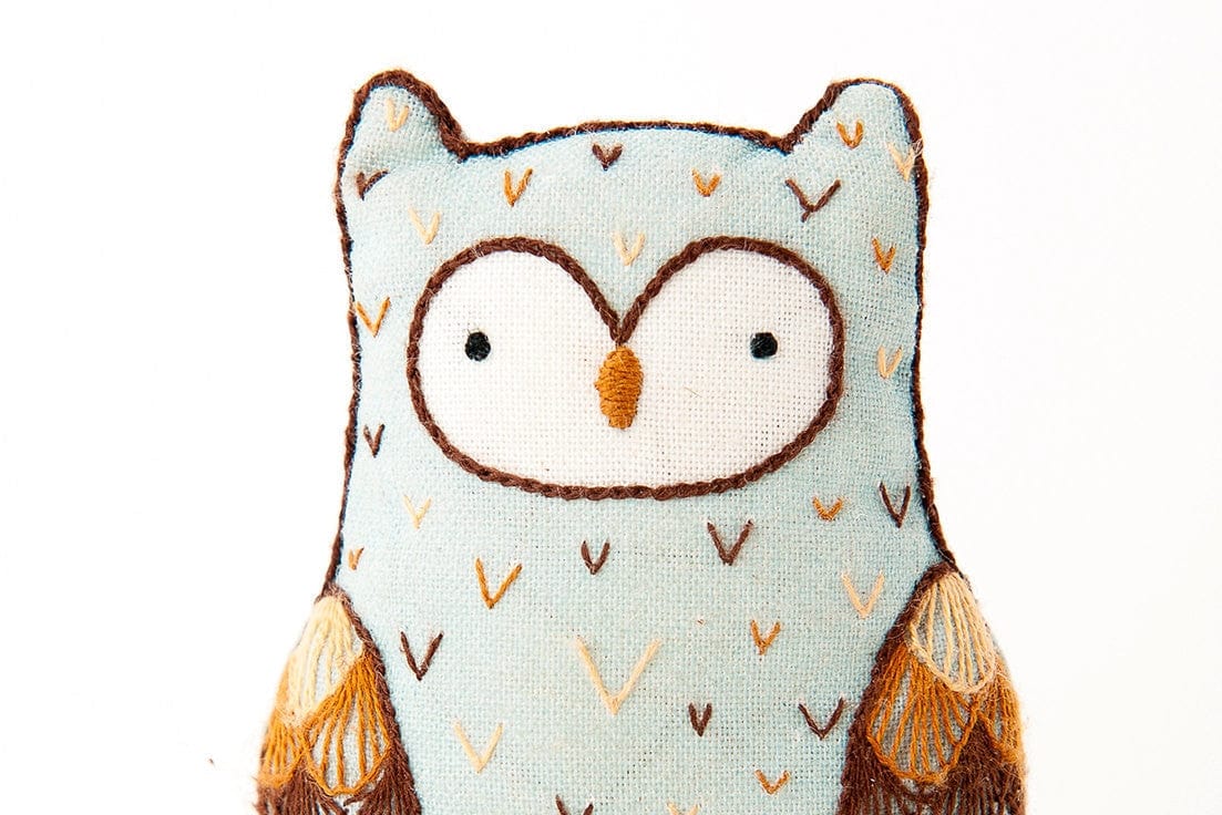 Kiriki Press Embroidery Kit *Will NOT arrive by Christmas* Beginner "Horned Owl" Embroidery Doll - FULL Starter Kit