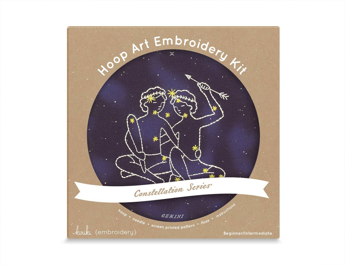 Kiriki Press Embroidery Kit 6" Beginner "Gemini" Zodiac Embroidery Kit