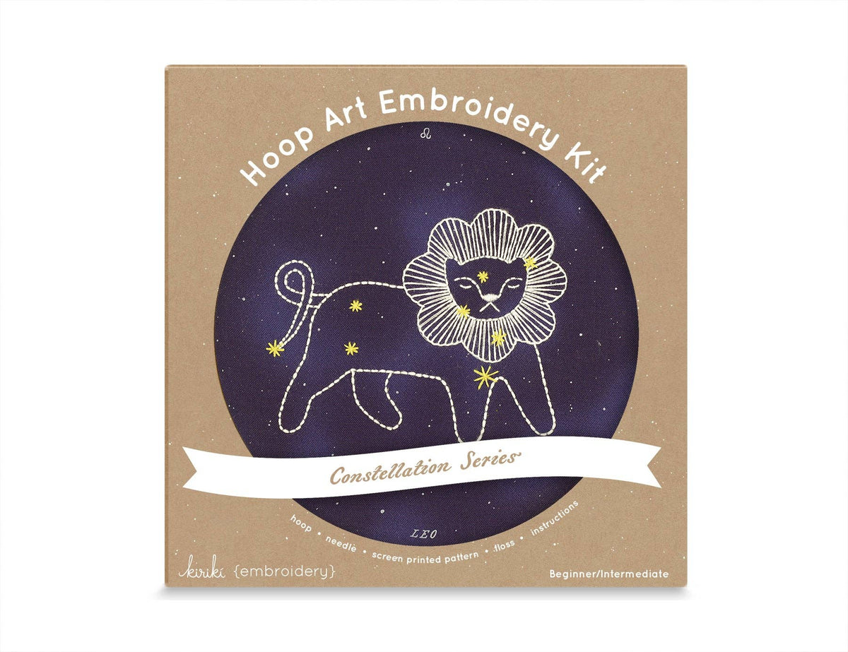 Kiriki Press Embroidery Kit 6" Beginner "Leo" Zodiac Embroidery Kit