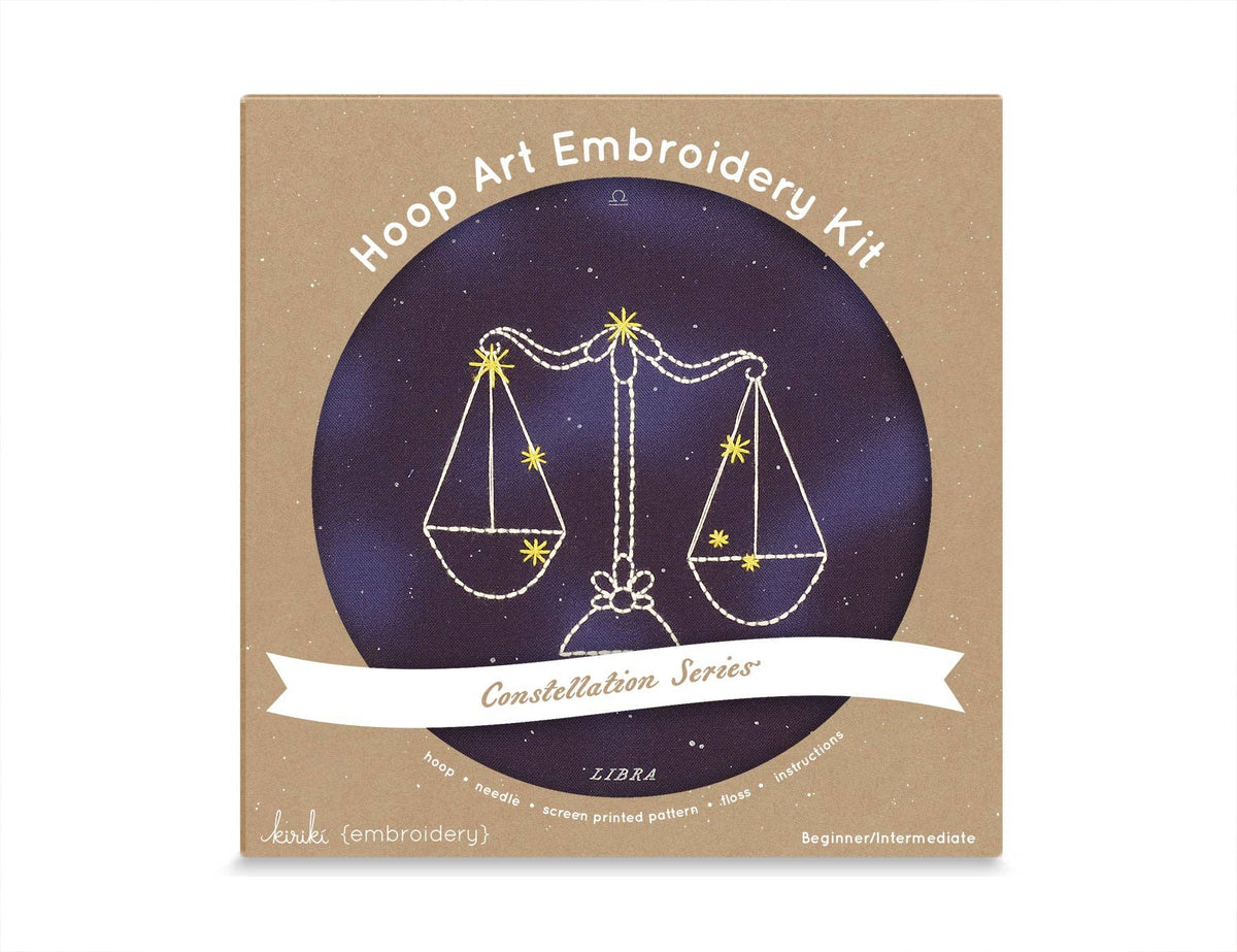 Kiriki Press Embroidery Kit 6" Beginner "Libra" Zodiac Embroidery Kit