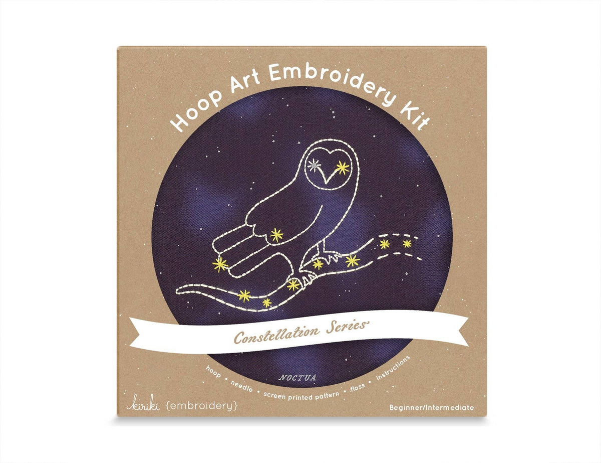 Kiriki Press Embroidery Kit 6" Beginner "Noctua" Constellation Embroidery Kit