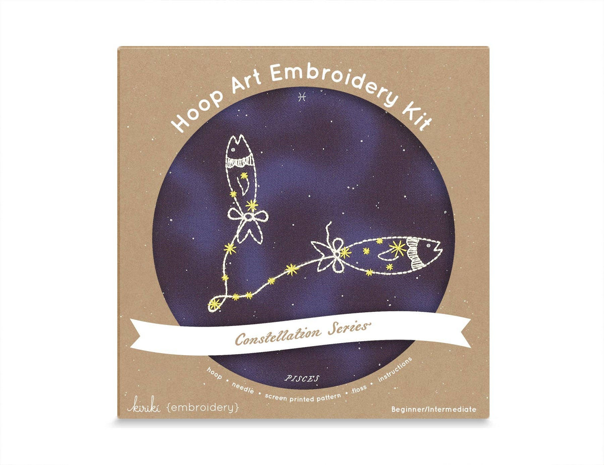 Kiriki Press Embroidery Kit 6" Beginner "Pisces" Zodiac Embroidery Kit