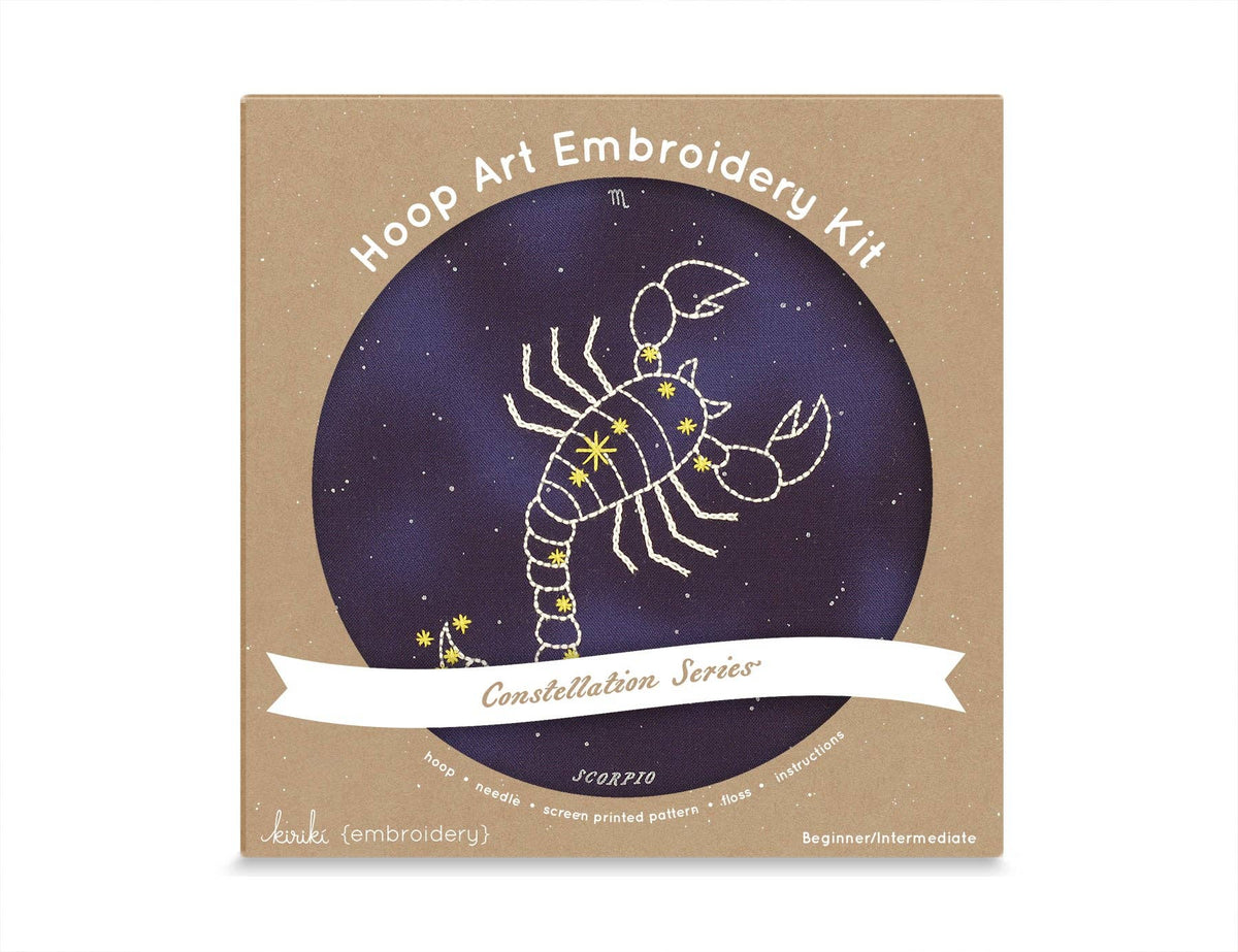 Kiriki Press Embroidery Kit 6" Beginner "Scorpio" Zodiac Embroidery Kit