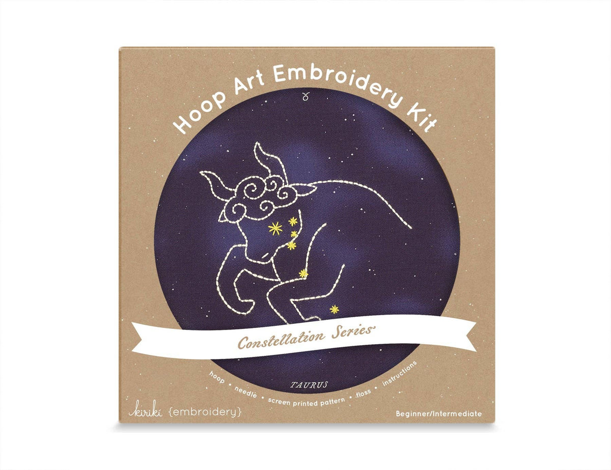 Kiriki Press Embroidery Kit 6" Beginner "Taurus" Zodiac Embroidery Kit