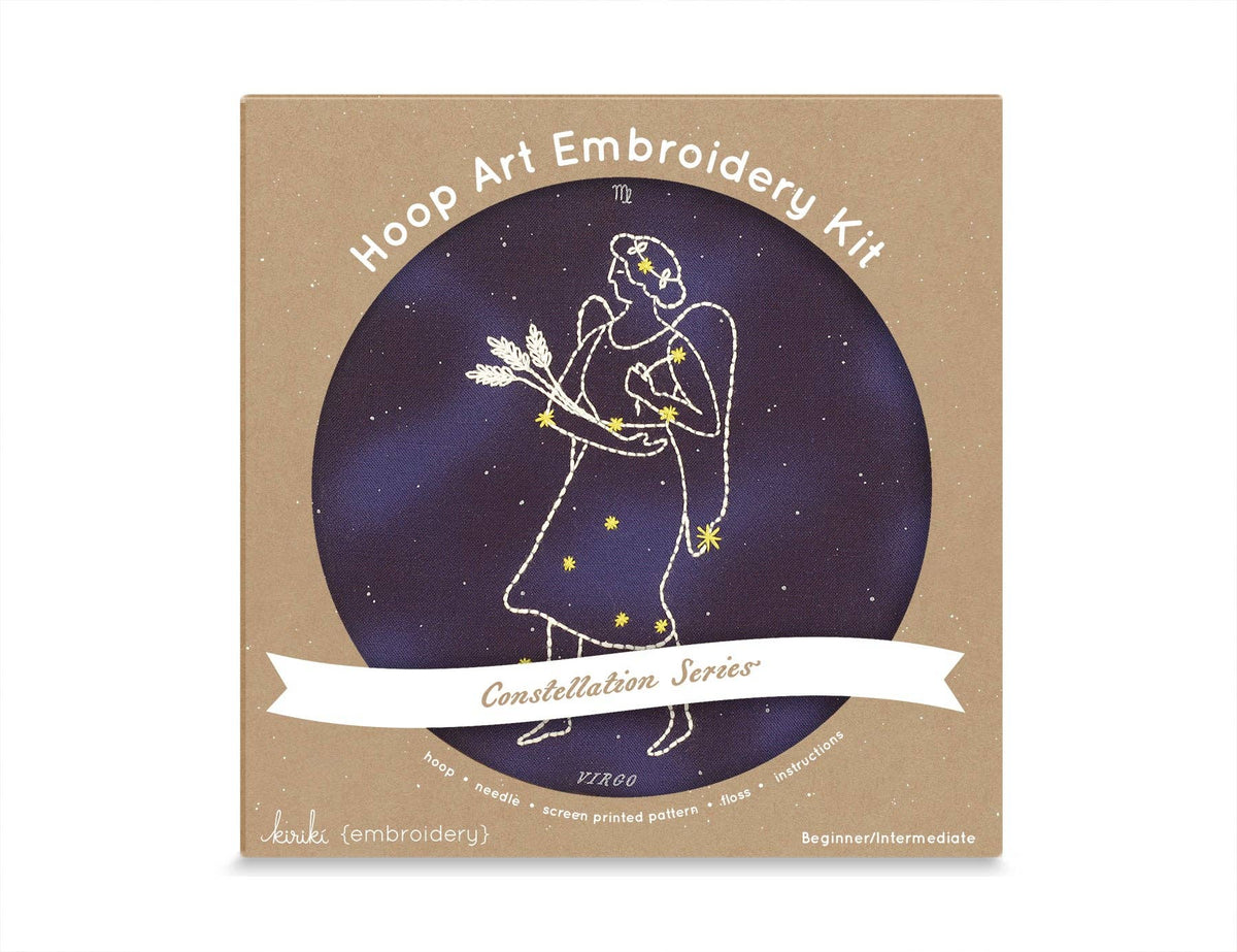 Kiriki Press Embroidery Kit 6" Beginner "Virgo" Zodiac Embroidery Kit