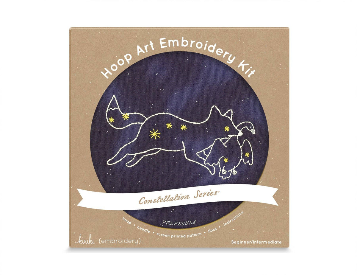 Kiriki Press Embroidery Kit 6" Beginner "Vulpecula" Constellation Embroidery Kit