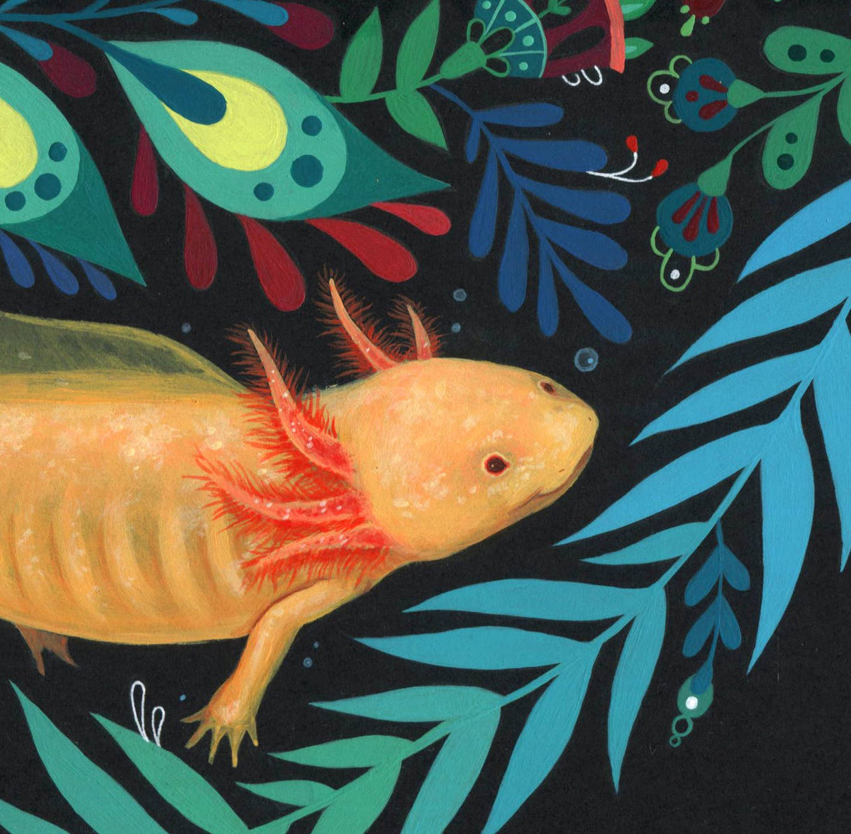 Kiwi Mango Tangerine Folk Art Print, multiple sizes - Shop at Persephone's Hearth